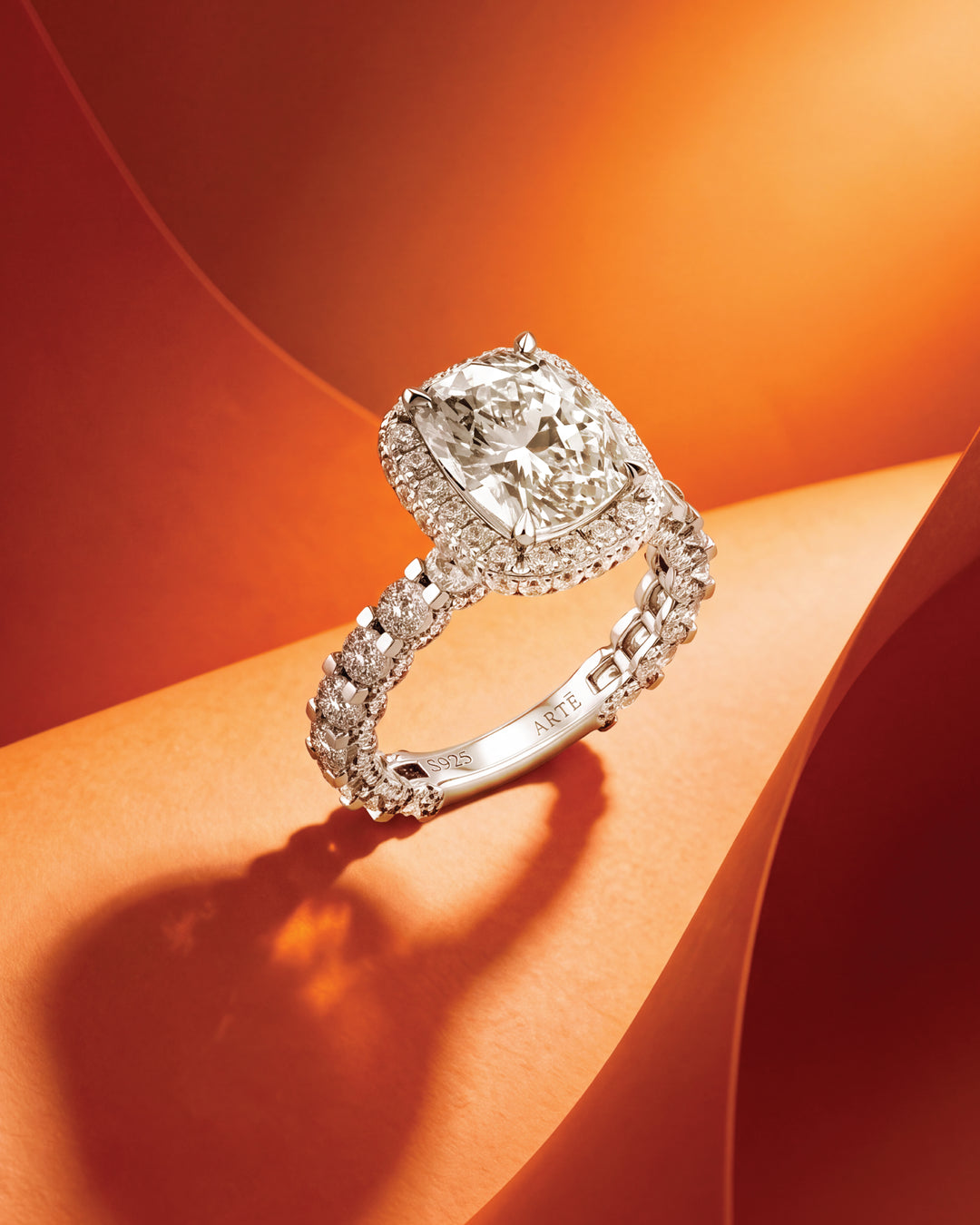 SIMPLE Elongated Cushion-cut High-set Pavé Ring