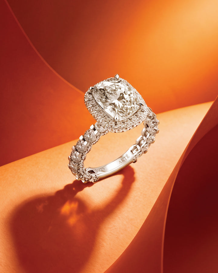 SIMPLE Elongated Cushion-cut High-set Pavé Ring