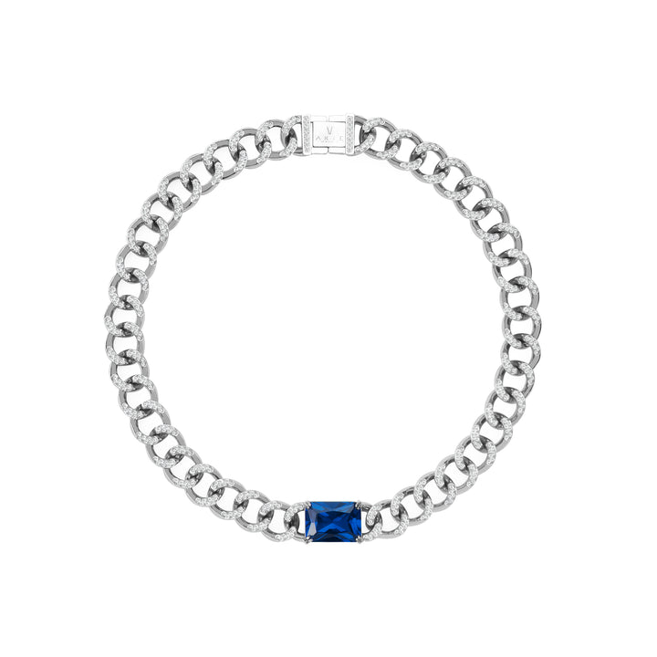 PET IT ON Cuban Chain Choker Necklace - Sapphire Royal Blue - ARTĒ Madrid