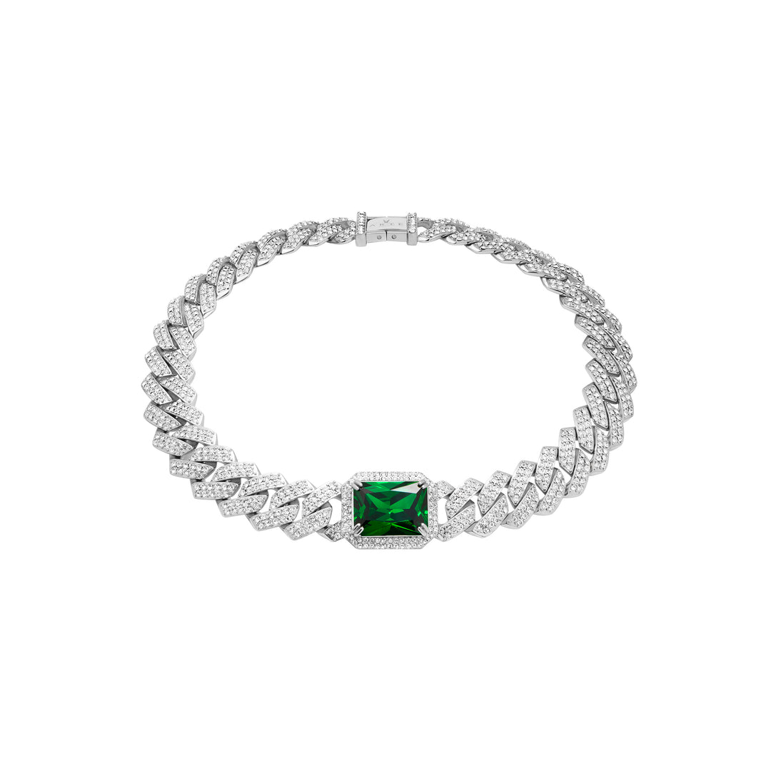 PET IT ON Angular Cuban Chain Choker Necklace - Emerald Green