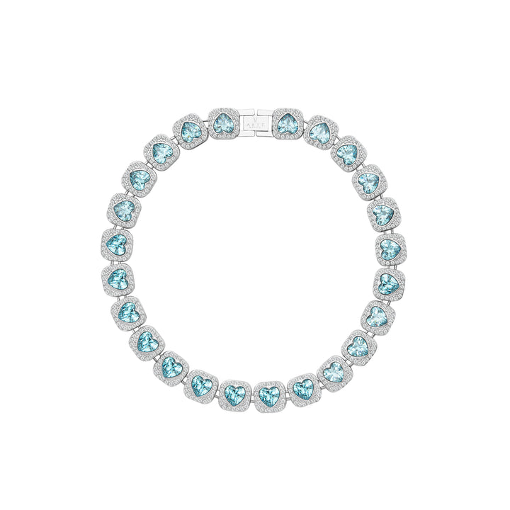 PET IT ON Heart-shaped Rivière Necklace - Paraiba Blue