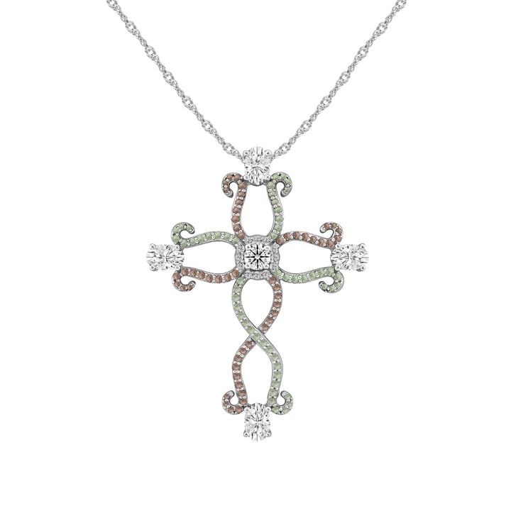 CRUZ Romanesque Budded Cross Pendant Necklace