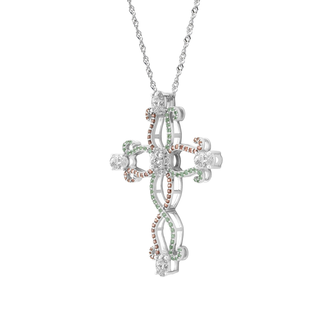 CRUZ Romanesque Budded Cross Pendant Necklace