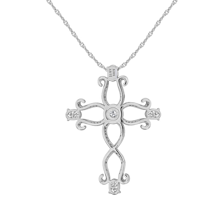 CRUZ Romanesque Budded Cross Pendant Necklace