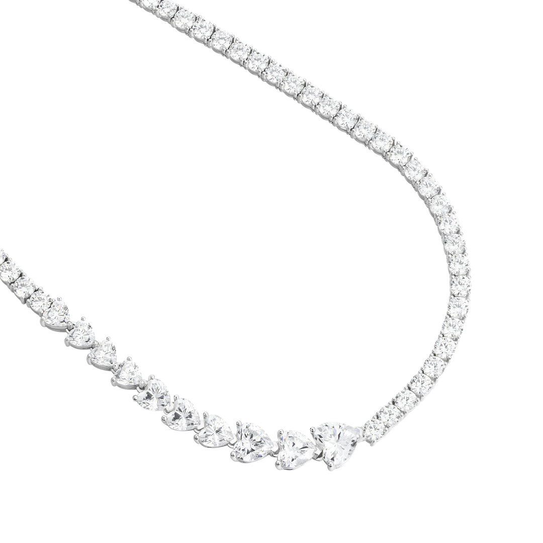 Whisper of Love Graduated Heart-shaped Tennis Necklace - ARTĒ Madrid