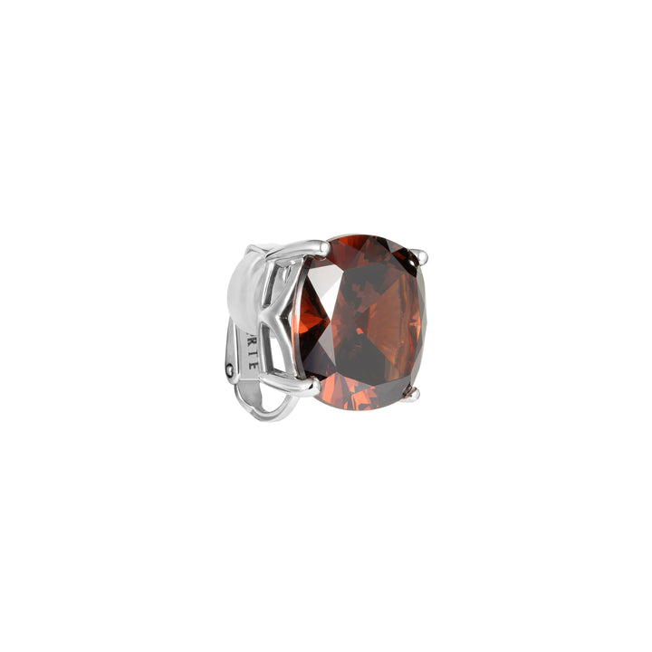 PRISM Cushion-cut Clip-on Stud Earrings - Garnet Brown - ARTĒ Madrid