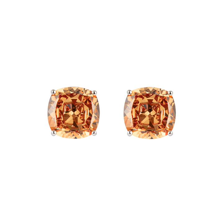 PRISM Cushion-cut Clip-on Stud Earrings - Citrine Orange - ARTĒ Madrid