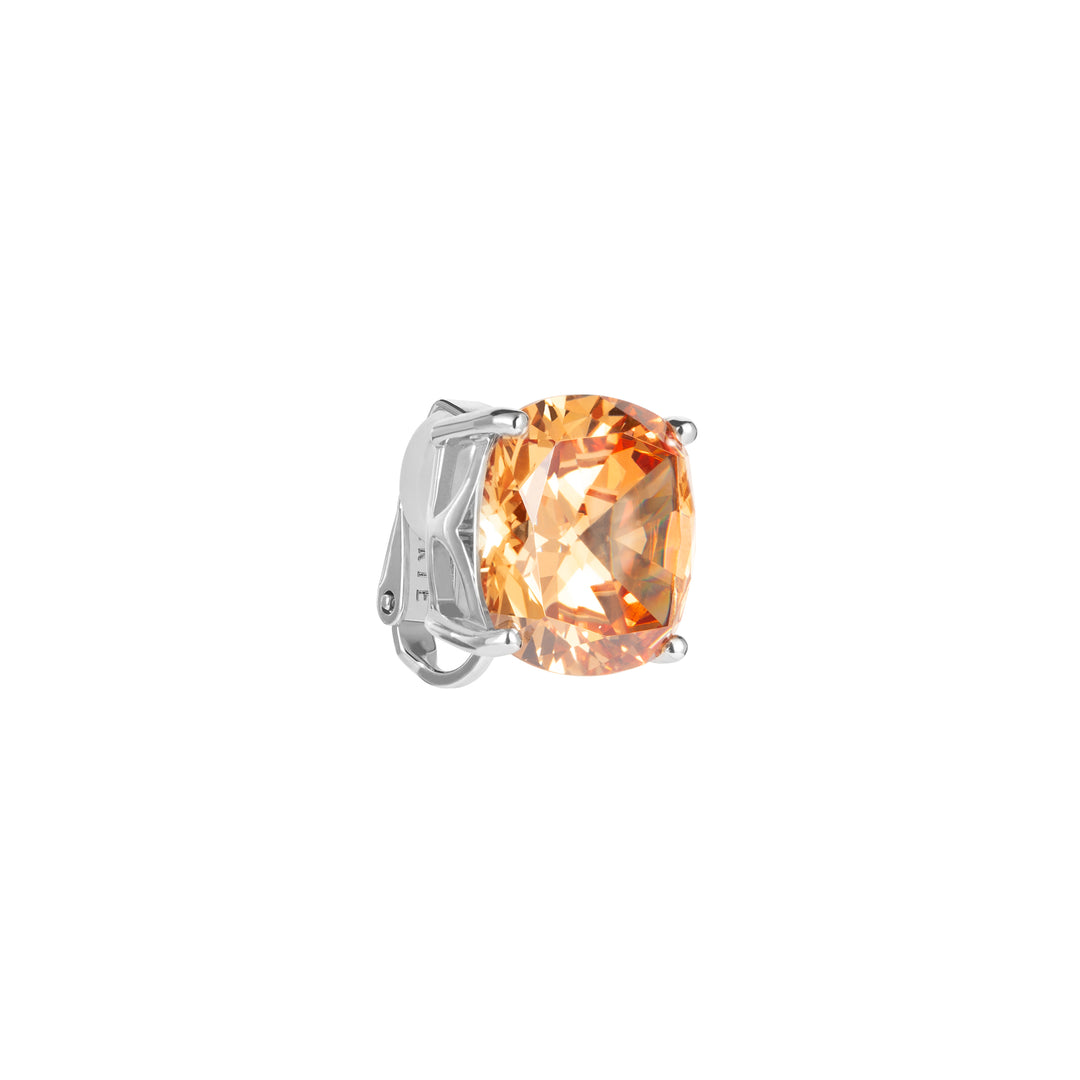 PRISM Cushion-cut Clip-on Stud Earrings - Citrine Orange - ARTĒ Madrid