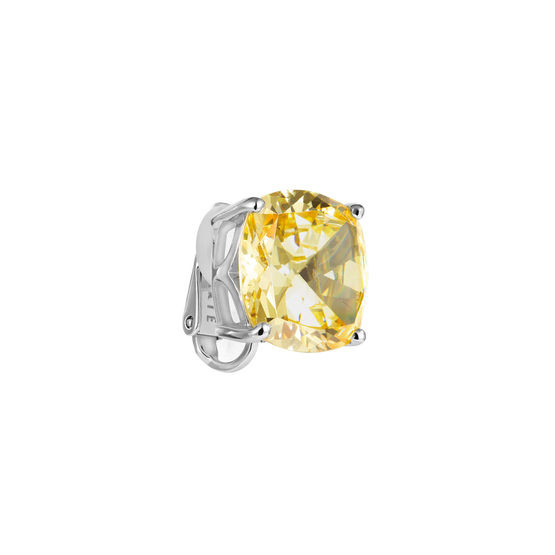 PRISM Cushion-cut Clip-on Stud Earrings - Canary Yellow - ARTĒ Madrid