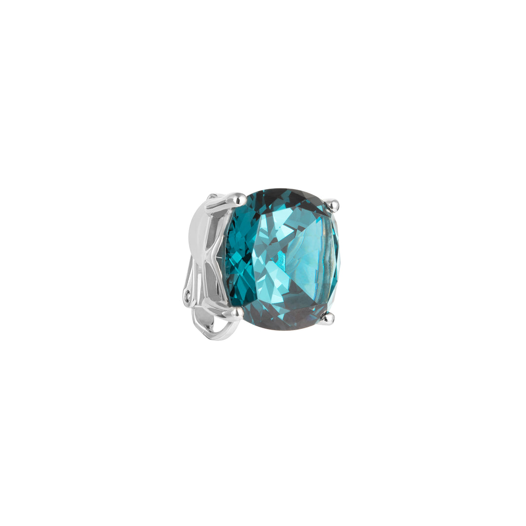 PRISM Cushion-cut Clip-on Stud Earrings - Topaz Blue - ARTĒ Madrid