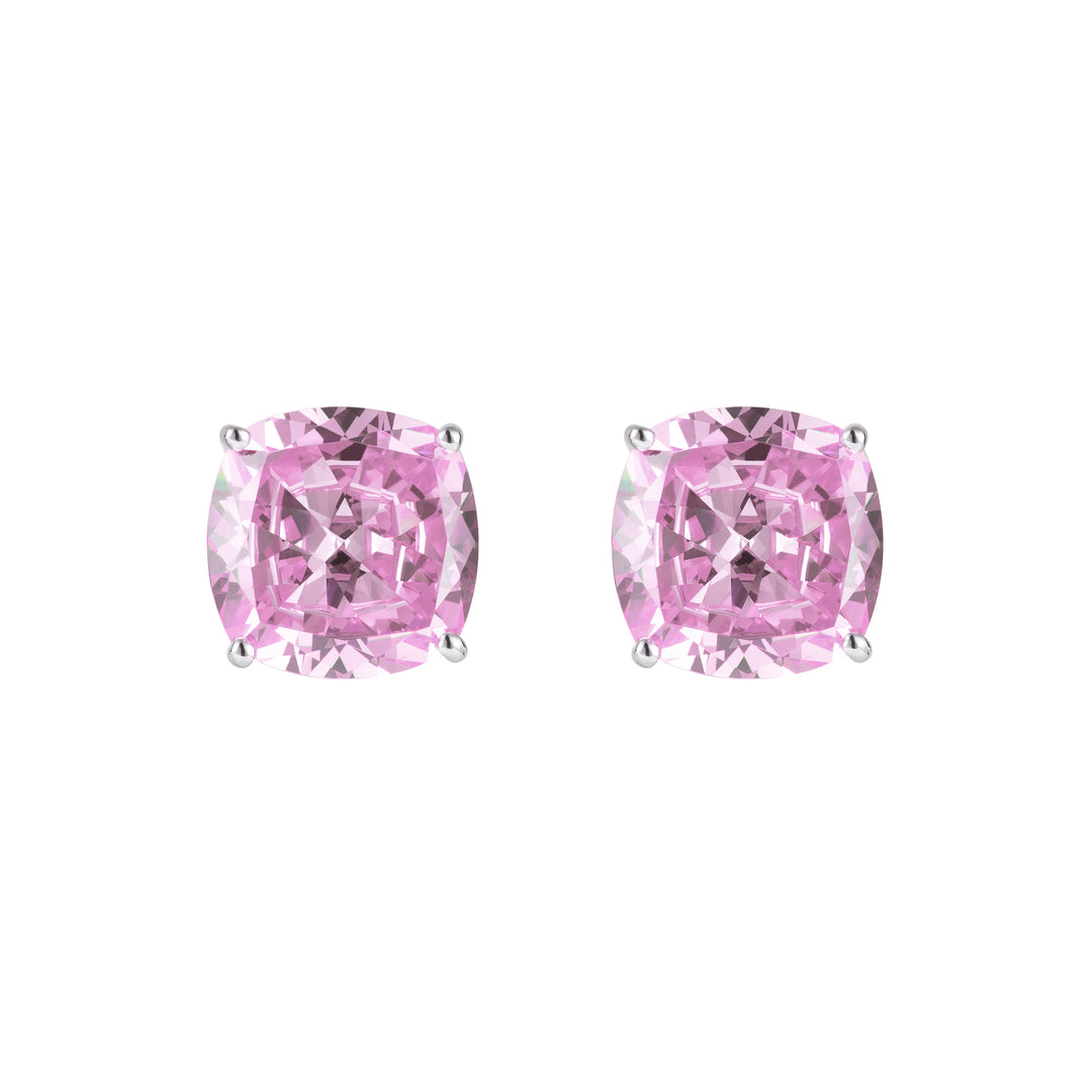 PRISM Cushion-cut Clip-on Stud Earrings - Rose Pink - ARTĒ Madrid