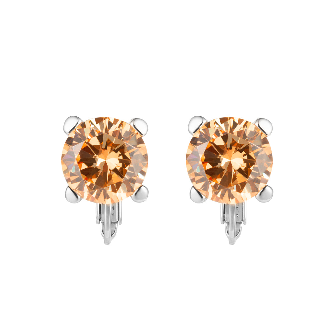 PRISM Round Clip-on Stud Earrings - Citrine Orange & Canary Yellow - ARTĒ Madrid