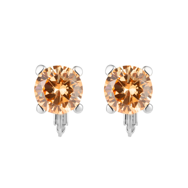 PRISM Round Clip-on Stud Earrings - Citrine Orange & Canary Yellow - ARTĒ Madrid