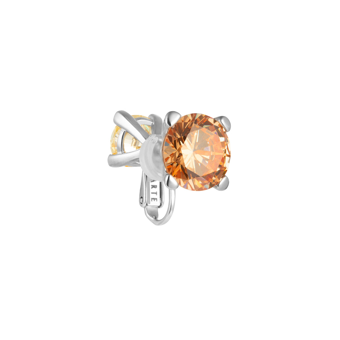PRISM Round Clip-on Stud Earrings - Citrine Orange & Canary Yellow - ARTĒ Madrid