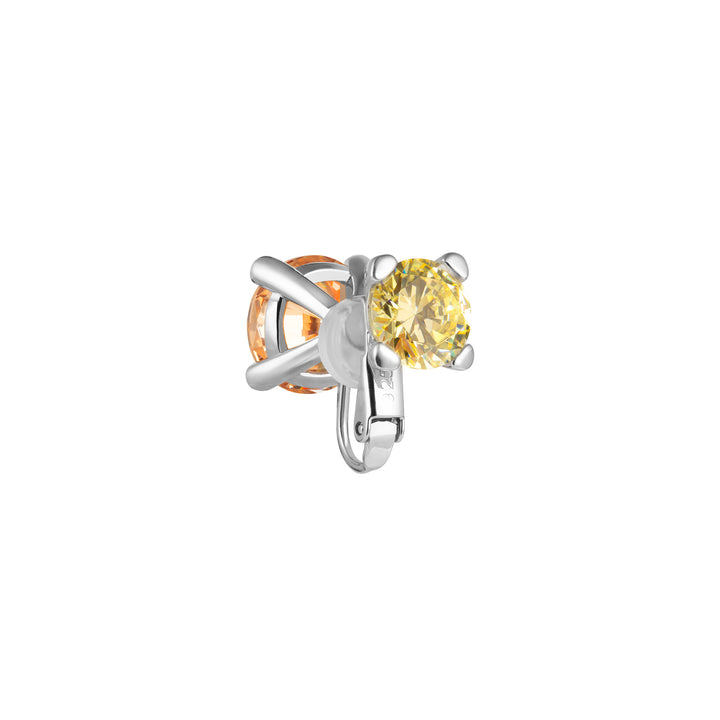 PRISM Round Clip-on Stud Earrings - Citrine Orange & Canary Yellow - ARTĒ Madrid
