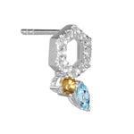 HEX Hollow Earrings with Swiss Blue Topaz, Citrine and White Topaz