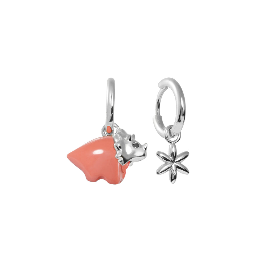 BABY DINO Triceratops Huggie Earrings ( Gold / Silver ) - ARTE Madrid