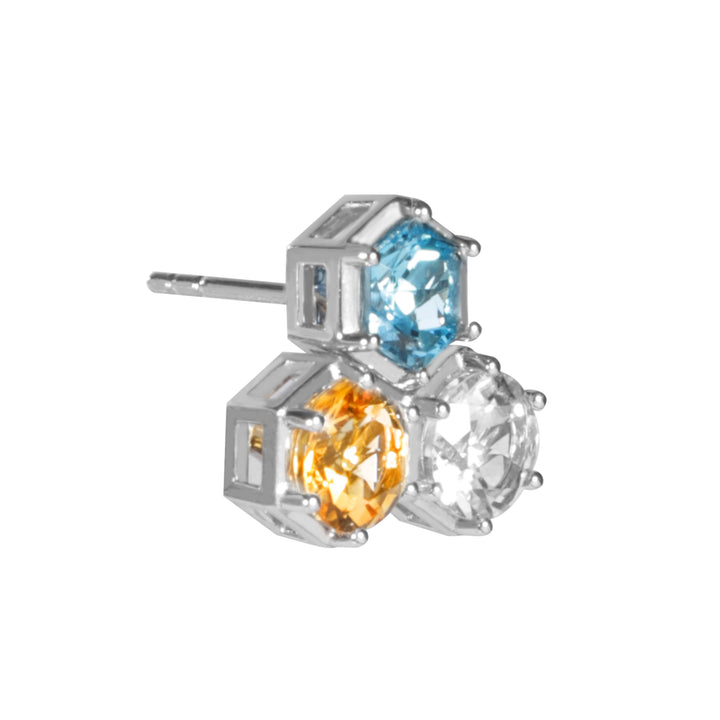 HEX Two-way Earrings with Swiss Blue Topaz, Citrine and White Topaz - ARTE Madrid
