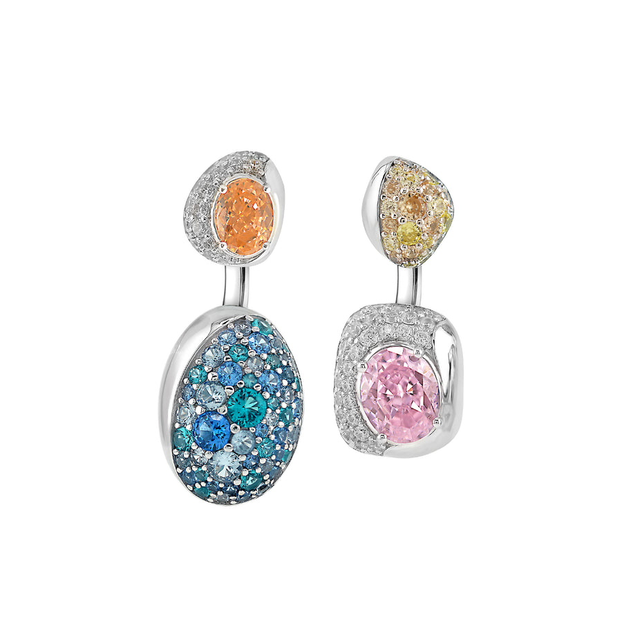 SIERRA Pavé Contour Convertible Stud Earrings with Drop Pendants - ARTĒ Madrid