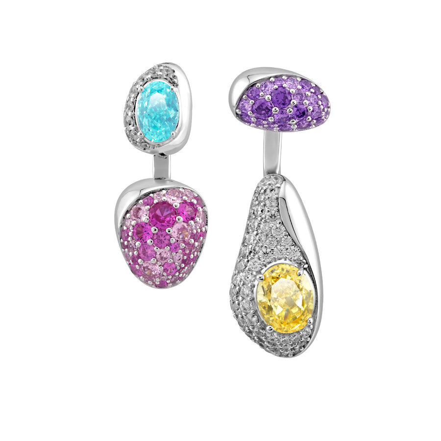 SIERRA Pavé Contour Convertible Stud Earrings with Drop Pendants - ARTĒ Madrid