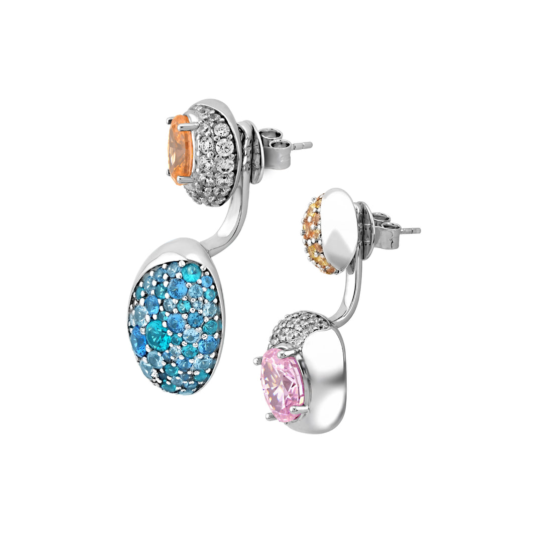 SIERRA Pavé Contour Convertible Stud Earrings with Drop Pendants - ARTĒ Madrid