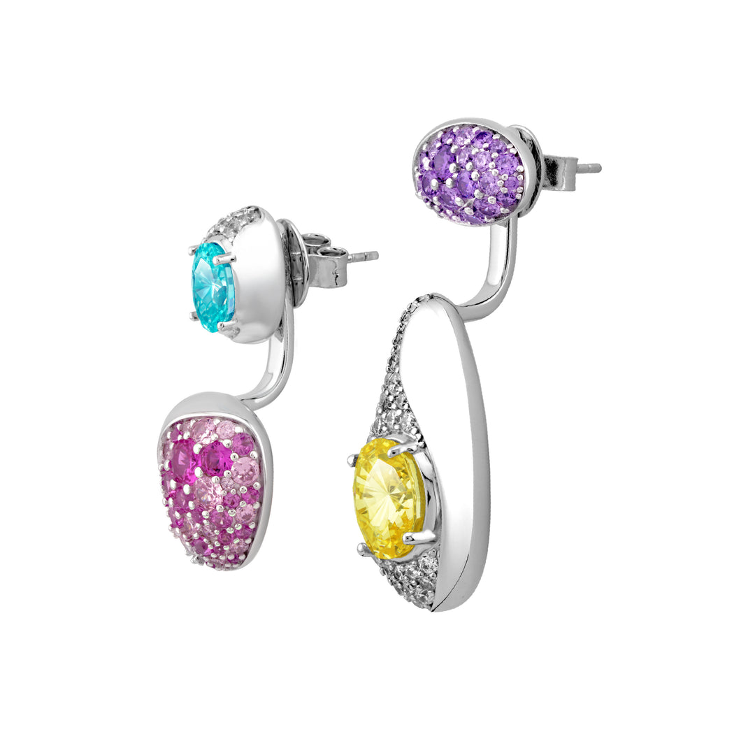 SIERRA Pavé Contour Convertible Stud Earrings with Drop Pendants - ARTĒ Madrid