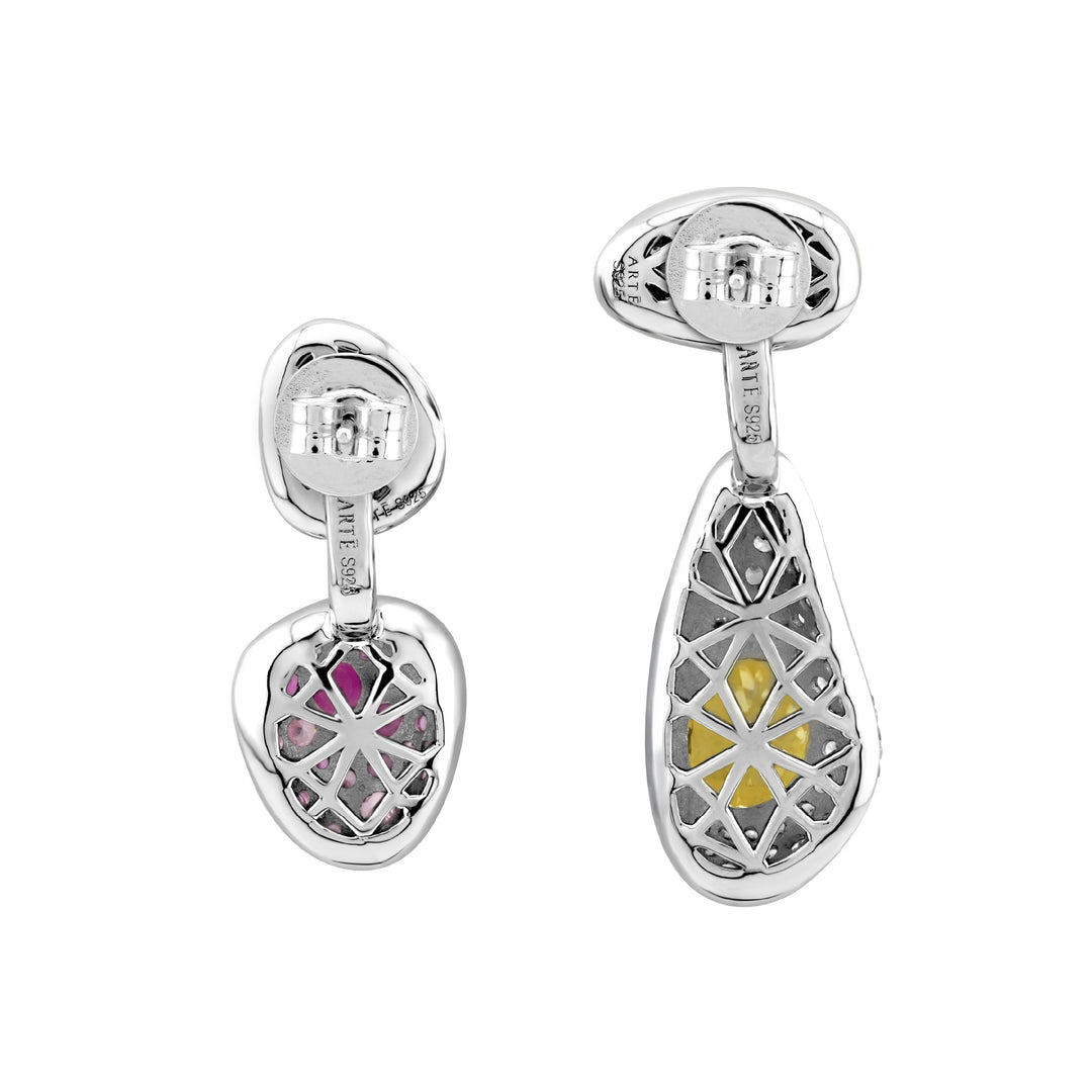 SIERRA Pavé Contour Convertible Stud Earrings with Drop Pendants - ARTĒ Madrid
