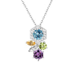 HEX Necklace with Amethyst, Swiss Blue Topaz, Peridot, Citrine and White Topaz