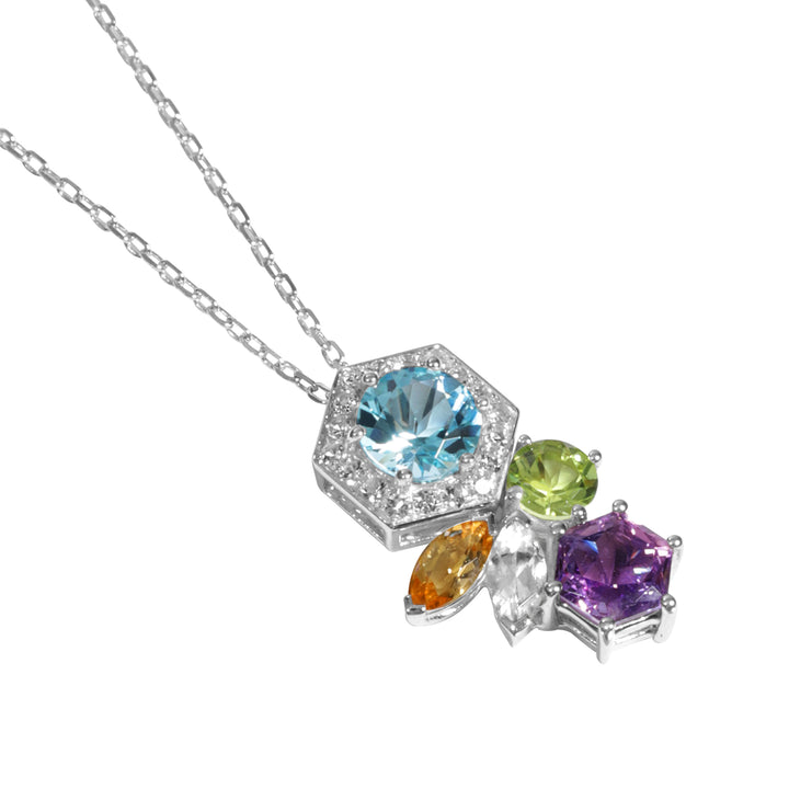 HEX Necklace with Amethyst, Swiss Blue Topaz, Peridot, Citrine and White Topaz - ARTE Madrid