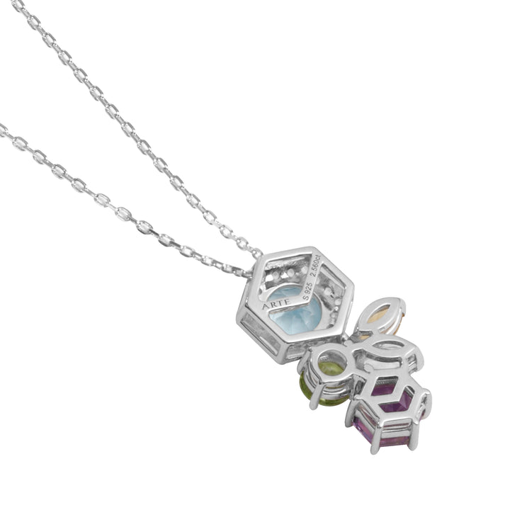 HEX Necklace with Amethyst, Swiss Blue Topaz, Peridot, Citrine and White Topaz - ARTE Madrid