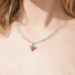 HEX 全天然宝石项链 - 瑞士蓝托帕石, 紫水晶,  橄榄石, 黄水晶, 白托帕石