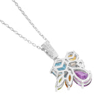 HEX Necklace with Swiss Blue Topaz, Amethyst, Peridot, Citrine and White Topaz