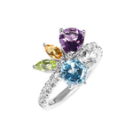 HEX Ring with Swiss Blue Topaz, Amethyst, Peridot, Citrine and White Topaz