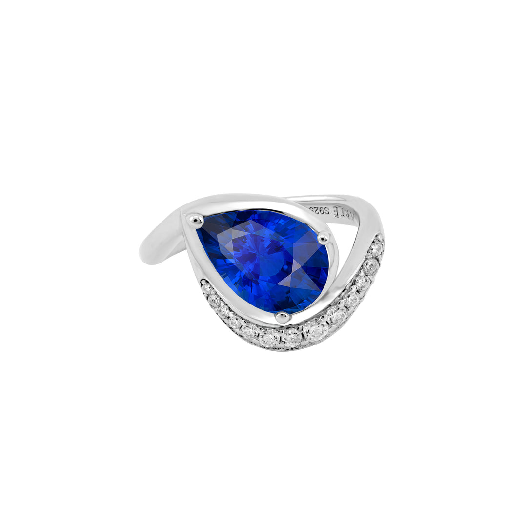 SIERRA Pavé Contour Pear-shaped Solitaire Ring - ARTĒ Madrid