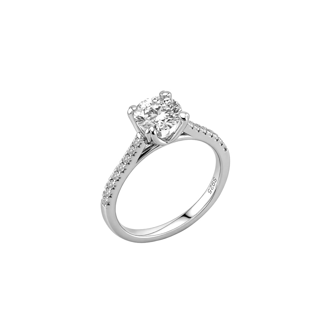 SIMPLE Round Heart Prong Cathedral Pavé Ring