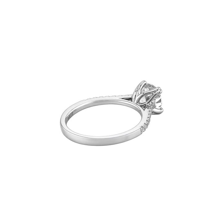 SIMPLE Round Heart Prong Cathedral Pavé Ring