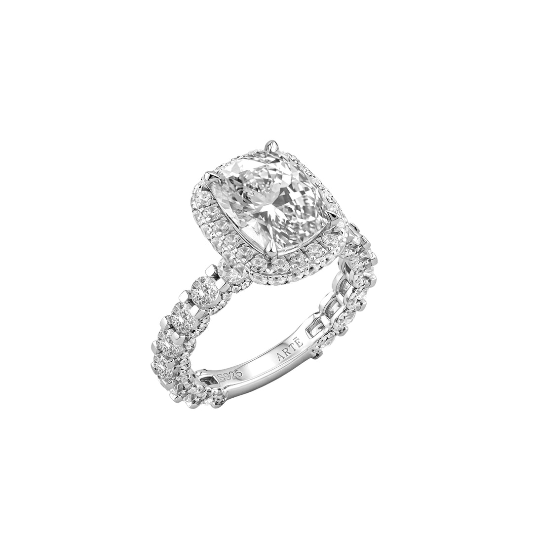 SIMPLE Elongated Cushion-cut High-set Pavé Ring