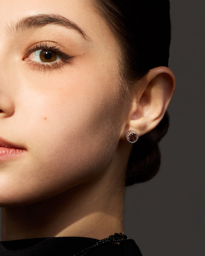 CRUZ Bezel-set Round Stud Earrings