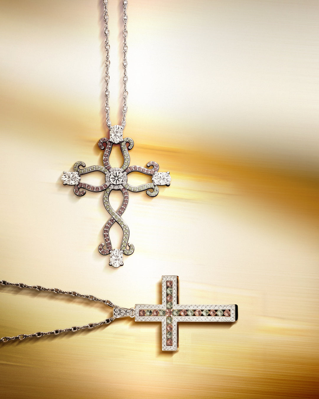 CRUZ Romanesque Budded Cross Pendant Necklace