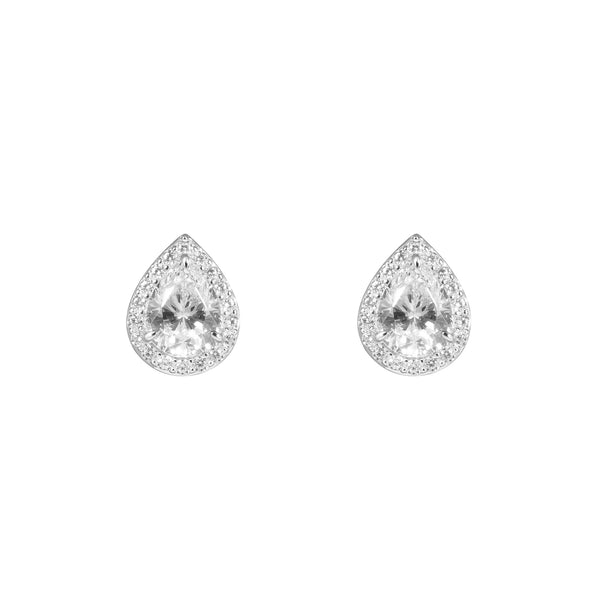 GEMMA Pear-shaped Stud Earrings - White - ARTĒ Madrid