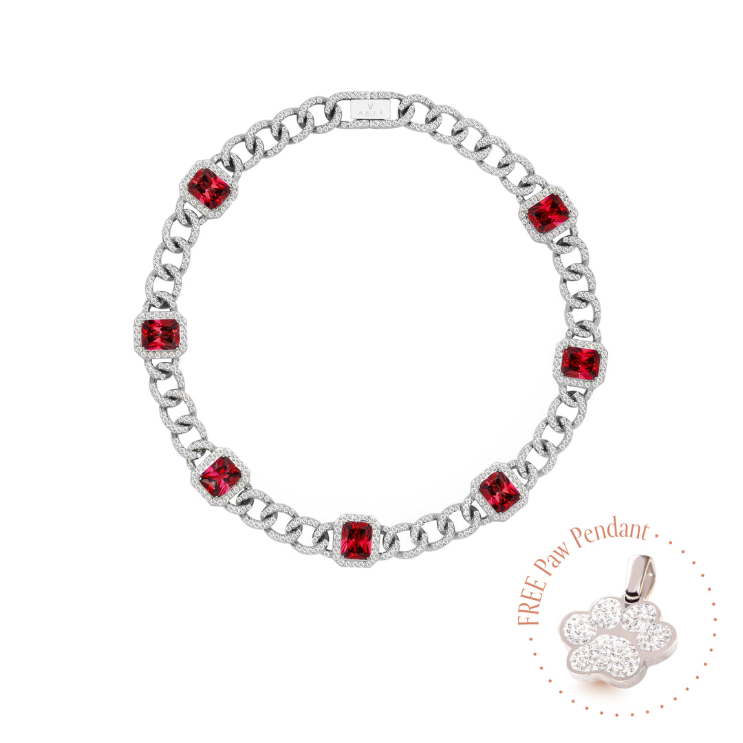 PET IT ON Cuban Chain Necklace - Ruby Red - ARTĒ Madrid