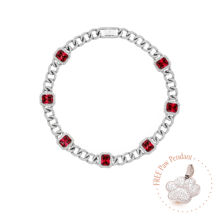 PET IT ON Cuban Chain Necklace - Ruby Red - ARTĒ Madrid