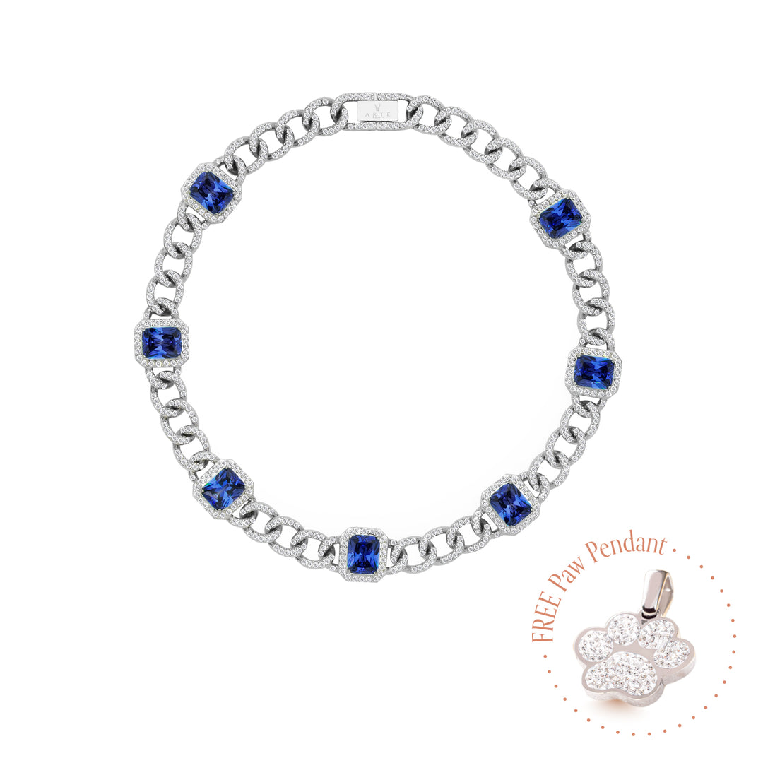 PET IT ON Cuban Chain Necklace - Sapphire Royal Blue - ARTĒ Madrid