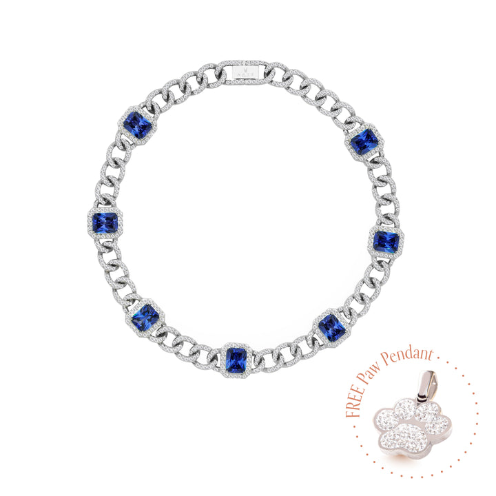 PET IT ON Cuban Chain Necklace - Sapphire Royal Blue - ARTĒ Madrid