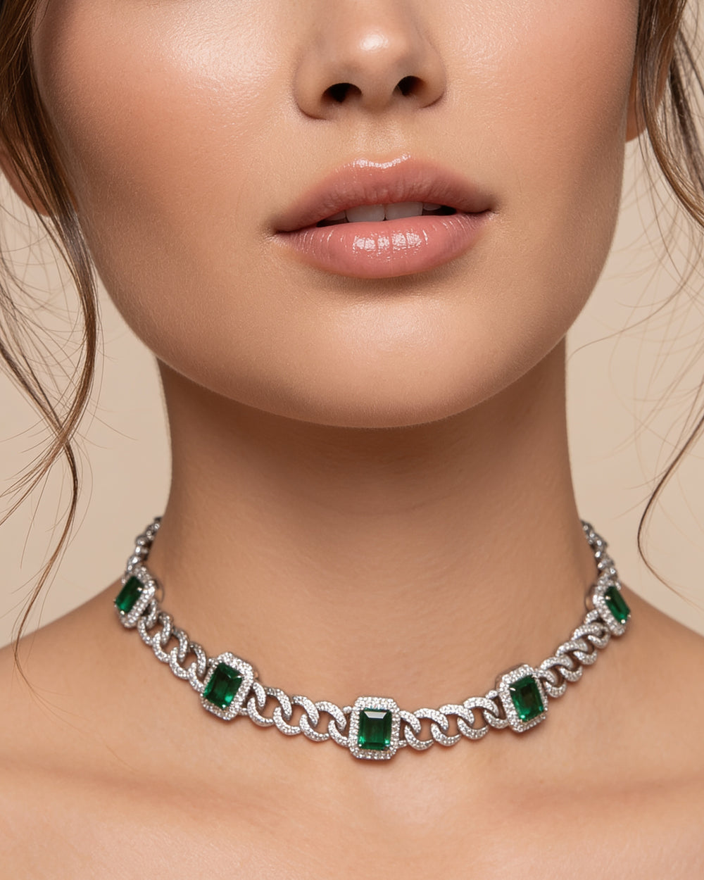 PET IT ON Cuban Chain Necklace - Tsavorite Green - ARTĒ Madrid