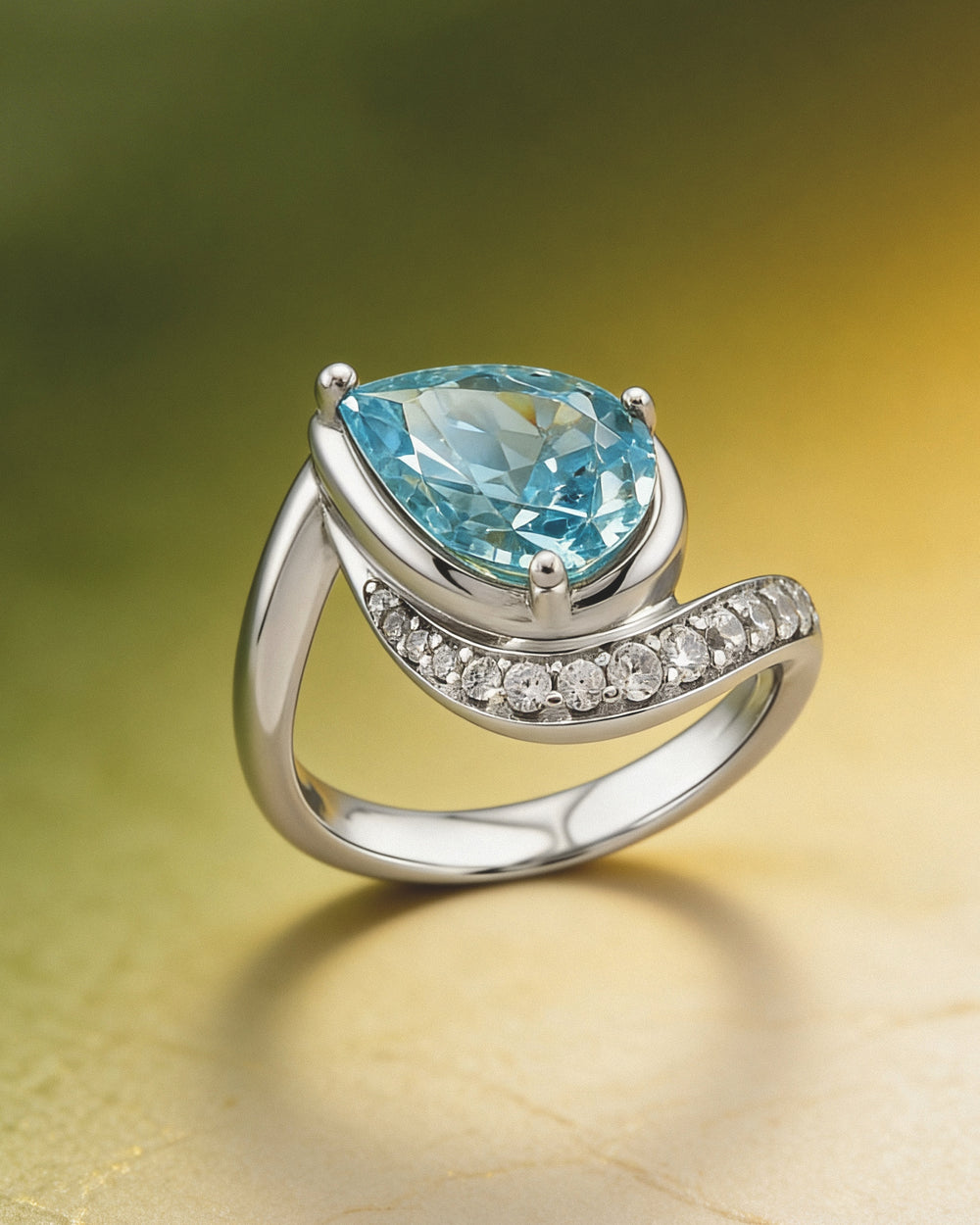 SIERRA Pavé Contour Pear-shaped Solitaire Ring - ARTĒ Madrid