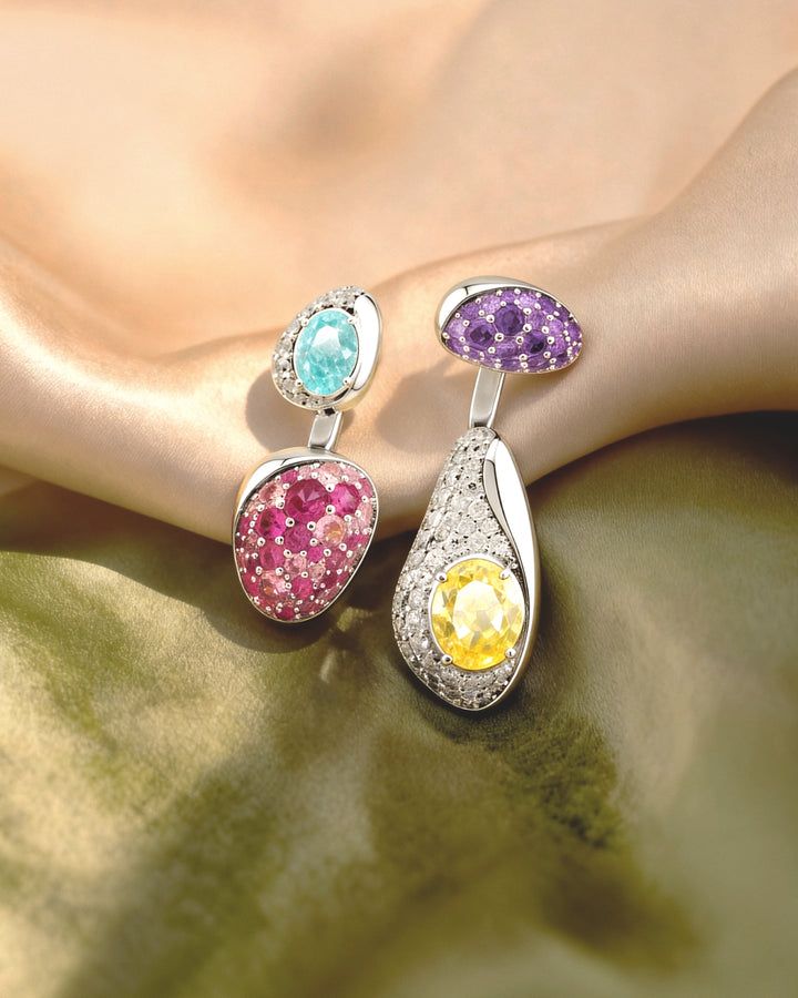 SIERRA Pavé Contour Convertible Stud Earrings with Drop Pendants - ARTĒ Madrid