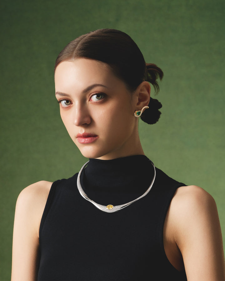 SIERRA Sculpted Pavé Contour Collar Necklace - ARTĒ Madrid