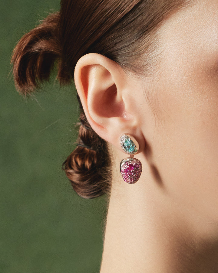 SIERRA Pavé Contour Convertible Stud Earrings with Drop Pendants - ARTĒ Madrid