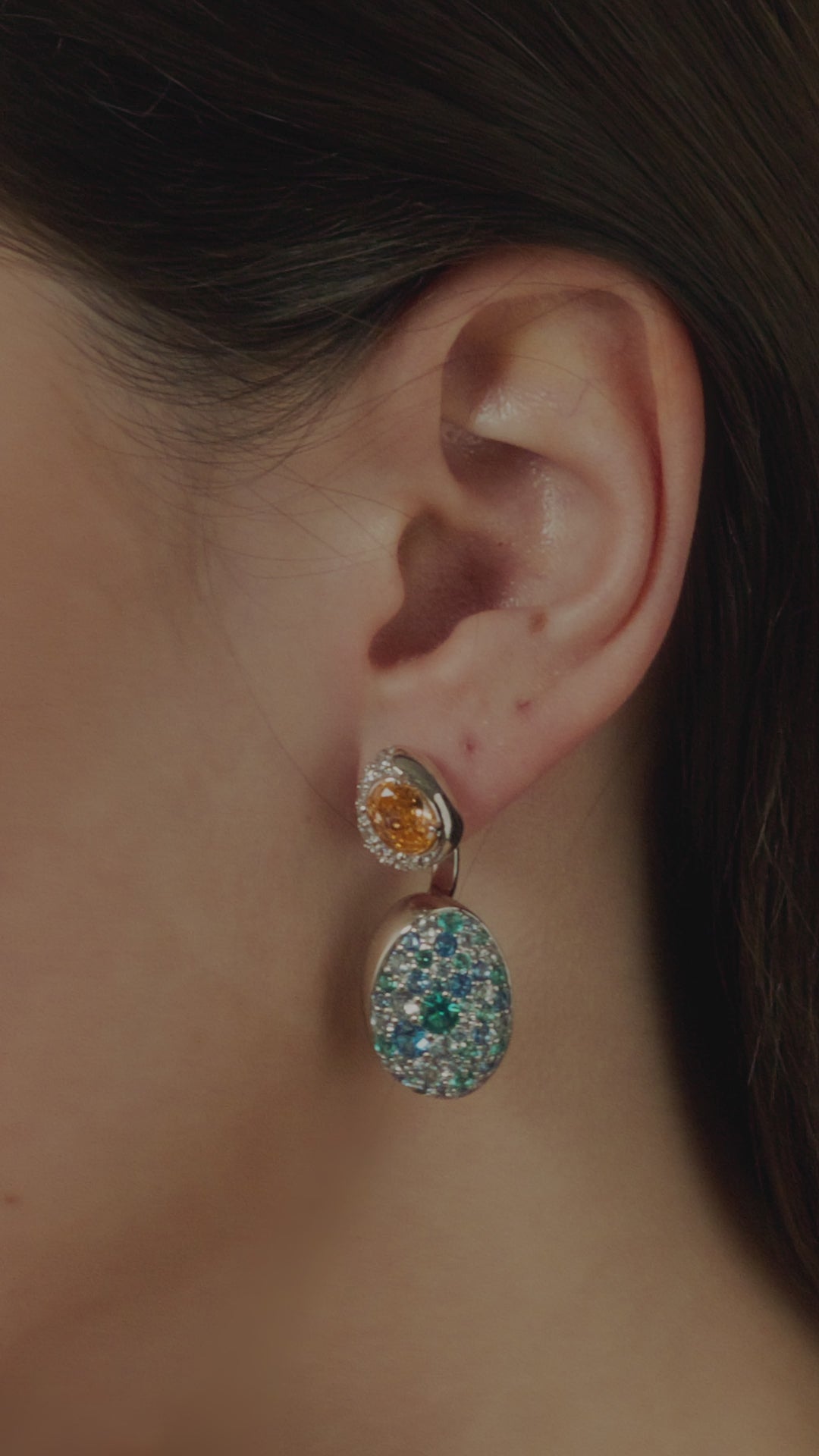 SIERRA Pavé Contour Convertible Stud Earrings with Drop Pendants